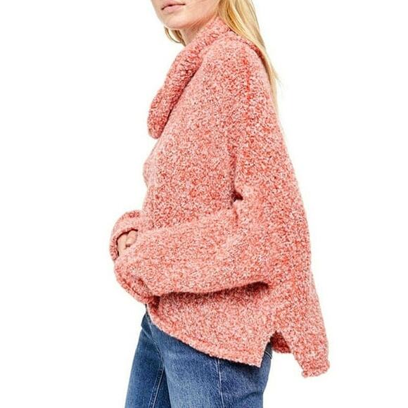 Free People Cowl Neck Knit Sweater Oversized Relaxed Fit Casual Boho Red Pink S - Picture 8 of 16